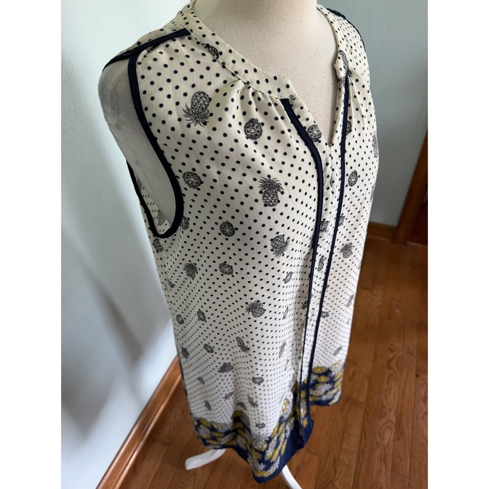 Naif Sleeveless White Shift Dress Polka Dot Pineapple Summer XL DD249-170418 - Picture 2 of 7